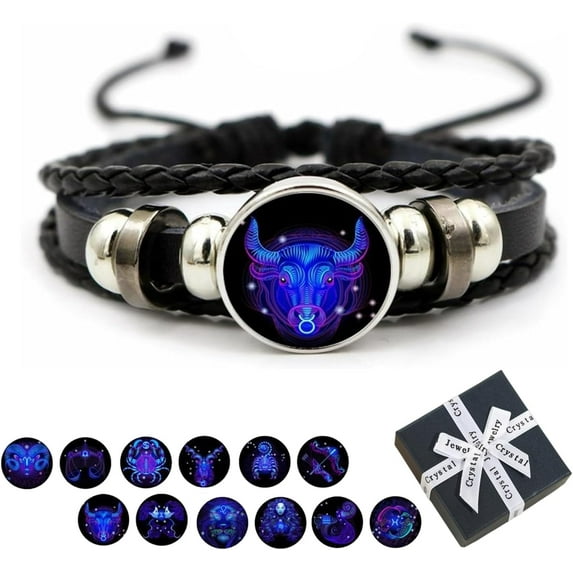 Spirilet Bracelet for Women, Zodiac Signs Spirit Bracelet, Serene Manifestation Bracelet, Adjustable 12 Constellation Zodiac Leather Bracelets Unsex