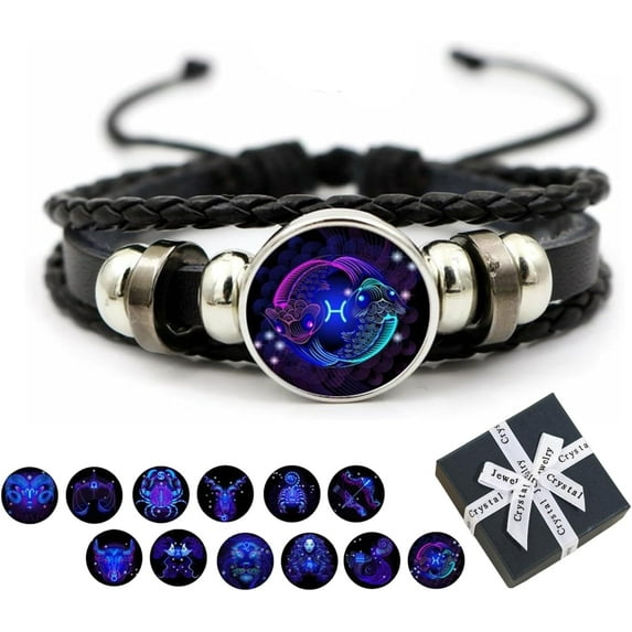 Spirilet Bracelet for Women, Zodiac Signs Spirit Bracelet, Serene Manifestation Bracelet, Adjustable 12 Constellation Zodiac Leather Bracelets Unsex