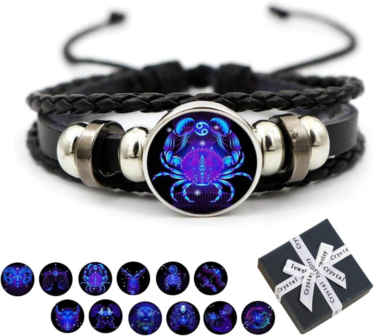 Spirilet Bracelet for Women, Zodiac Signs Spirit Bracelet, Serene Manifestation Bracelet, Adjustable 12 Constellation Zodiac Leather Bracelets Unsex