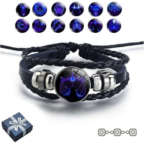 Spirilet Bracelets for Women & Men, Zodiac Signs Spirit Bracelets, Zodiac Signs Spirit Bangle, Multilayer Adjustable 12 Constellations PU Leather Zodiac Bangle Unisex (Libra)