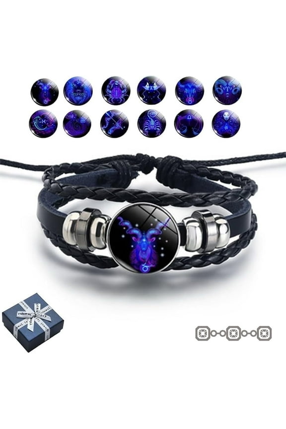 Spirilet Bracelets for Women & Men, Zodiac Signs Spirit Bracelets, Zodiac Signs Spirit Bangle, Multilayer Adjustable 12 Constellations PU Leather Zodiac Bangle Unisex (Capricorn)