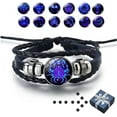 thumbnail image 1 of Spirilet Zodiac Manifestation Bracelet, Multilayer Adjustable 12 Constellations PU Leather Bangles Unisex, 1 of 9