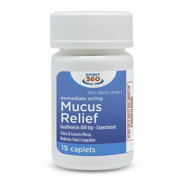 Spirit 360 Fast Acting Mucus and Phlegm Relief ,15 Caplets, Guaifenesin 400mg - Expectorant