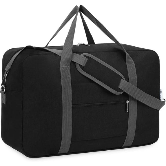 For Spirit Airlines Personal Item Bag 18x14x8 Foldable Travel Duffel Bag Tote Duffle Carry on Luggage for Women and Men 30L,Black ,with Shoulder Strap