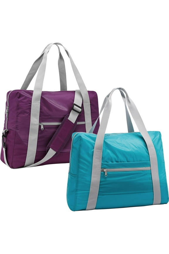 Personal Item Bag 18x14x8 Inch - 30L Personal Item Travel Bag for Short Trip, Lightweight Compact Underseat Foldable Travel Duffel Carry on Bags for Airplane, 2 Pack