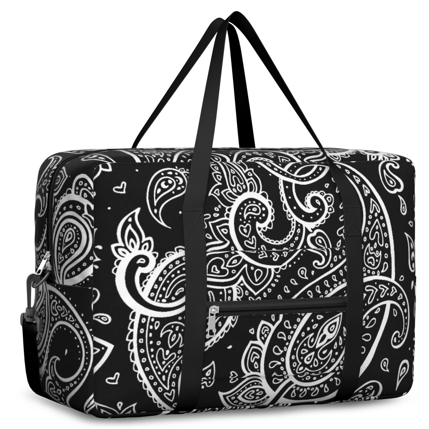 For Spirit Airlines Personal Item Bag 18x14x8 Inch, Floral Paisely Weekender Travel Bag, Foldable Travel Duffel Bag Underseat Carry on Bag with Luggage Sleeve for Women and Men 30L