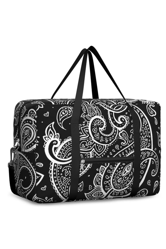 For Spirit Airlines Personal Item Bag 18x14x8 Inch, Floral Paisely Weekender Travel Bag, Foldable Travel Duffel Bag Underseat Carry on Bag with Luggage Sleeve for Women and Men 30L