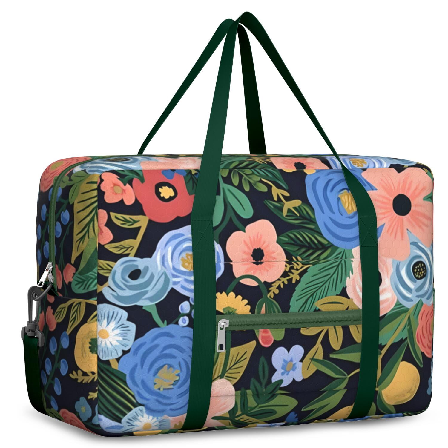 For Spirit Airlines Personal Item Bag 18x14x8 Inch, Floral Weekender Travel Bag, Foldable Travel Duffel Bag Underseat Carry on Bag with Luggage Sleeve for Women and Men 30L