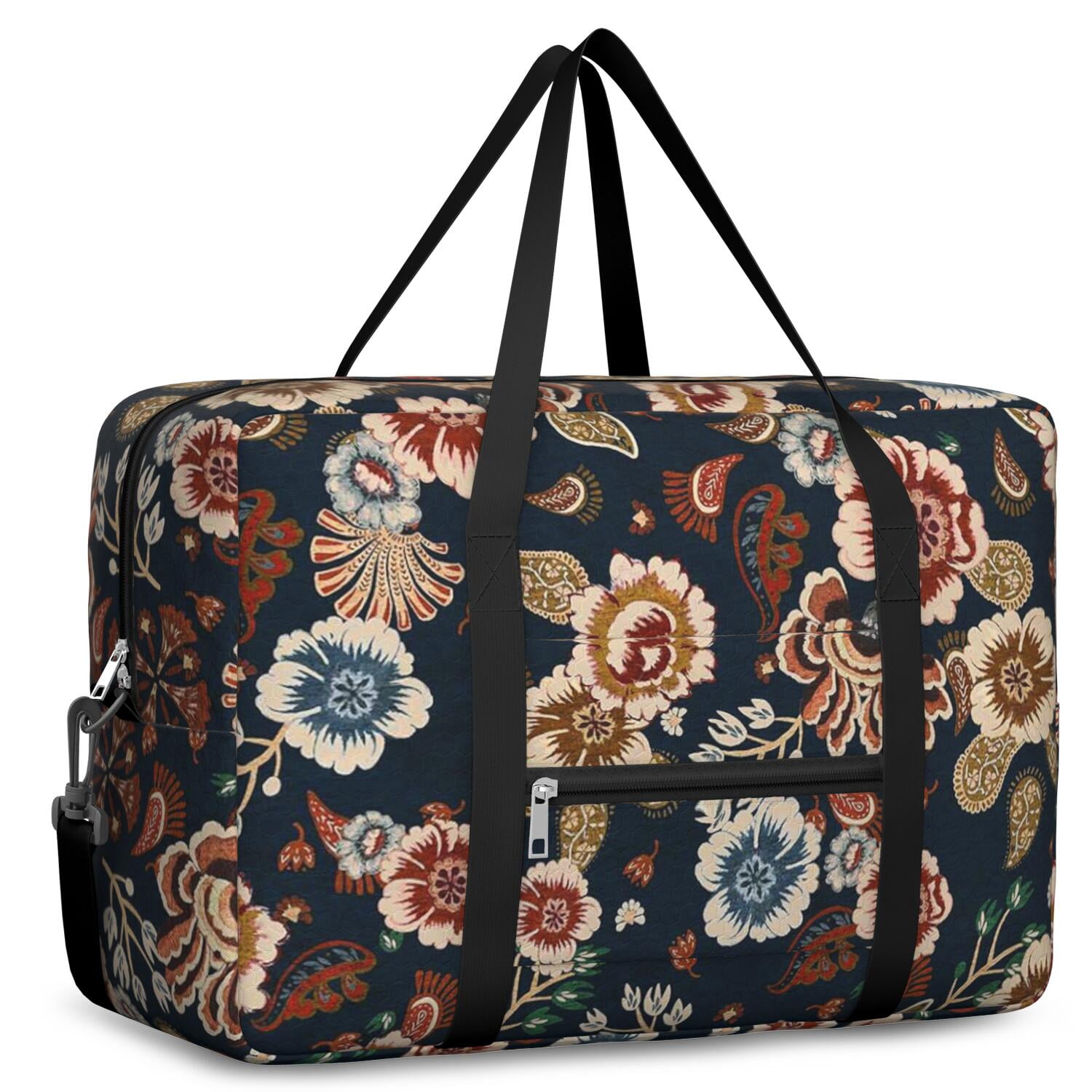 For Spirit Airlines Personal Item Bag 18x14x8 Inch, Floral Weekender Travel Bag, Foldable Travel Duffel Bag Underseat Carry on Bag with Luggage Sleeve for Women and Men 30L