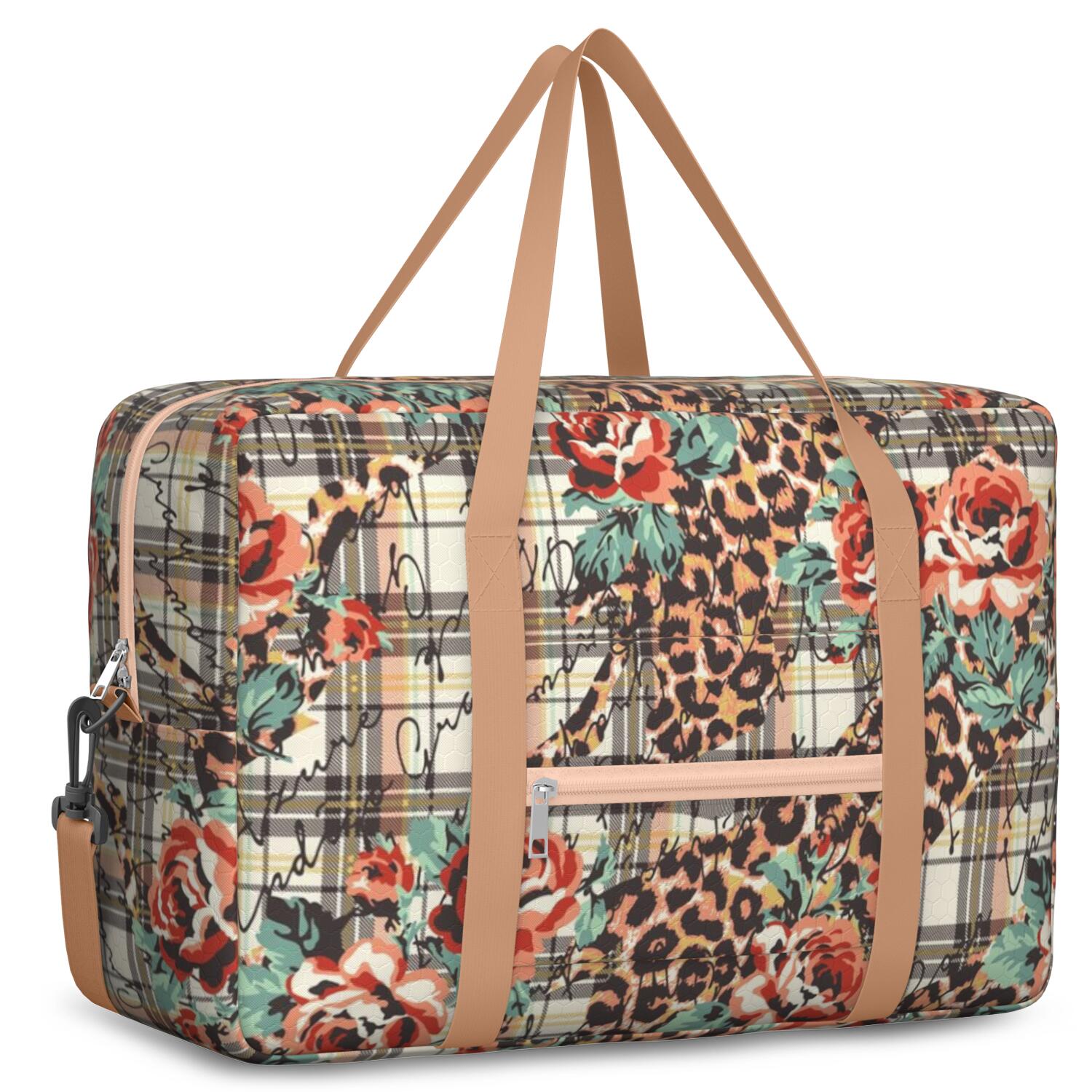 For Spirit Airlines Personal Item Bag 18x14x8 Inch, Floral Weekender Travel Bag, Foldable Travel Duffel Bag Underseat Carry on Bag with Luggage Sleeve for Women and Men 30L