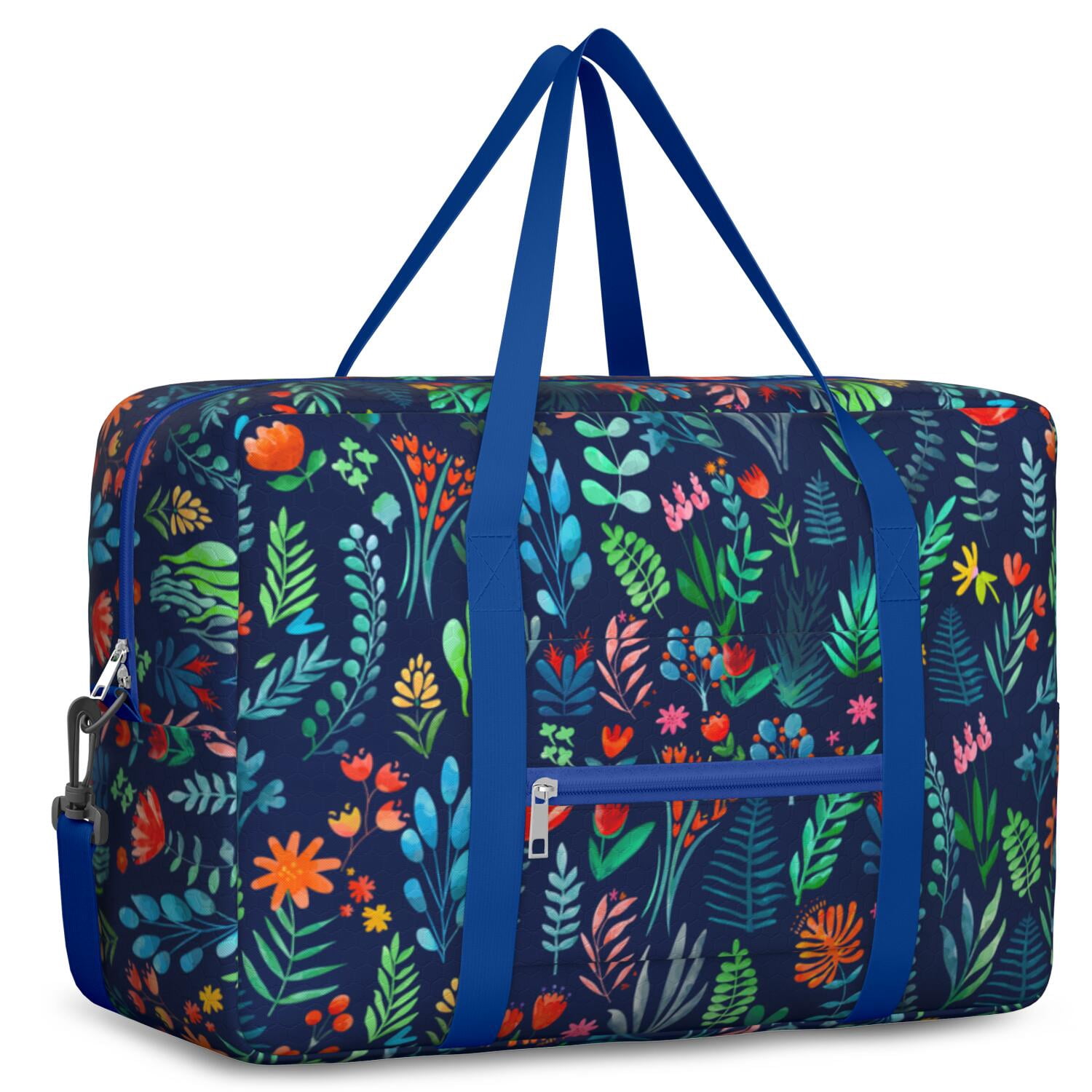For Spirit Airlines Personal Item Bag 18x14x8 Inch, Floral Weekender Travel Bag, Foldable Travel Duffel Bag Underseat Carry on Bag with Luggage Sleeve for Women and Men 30L