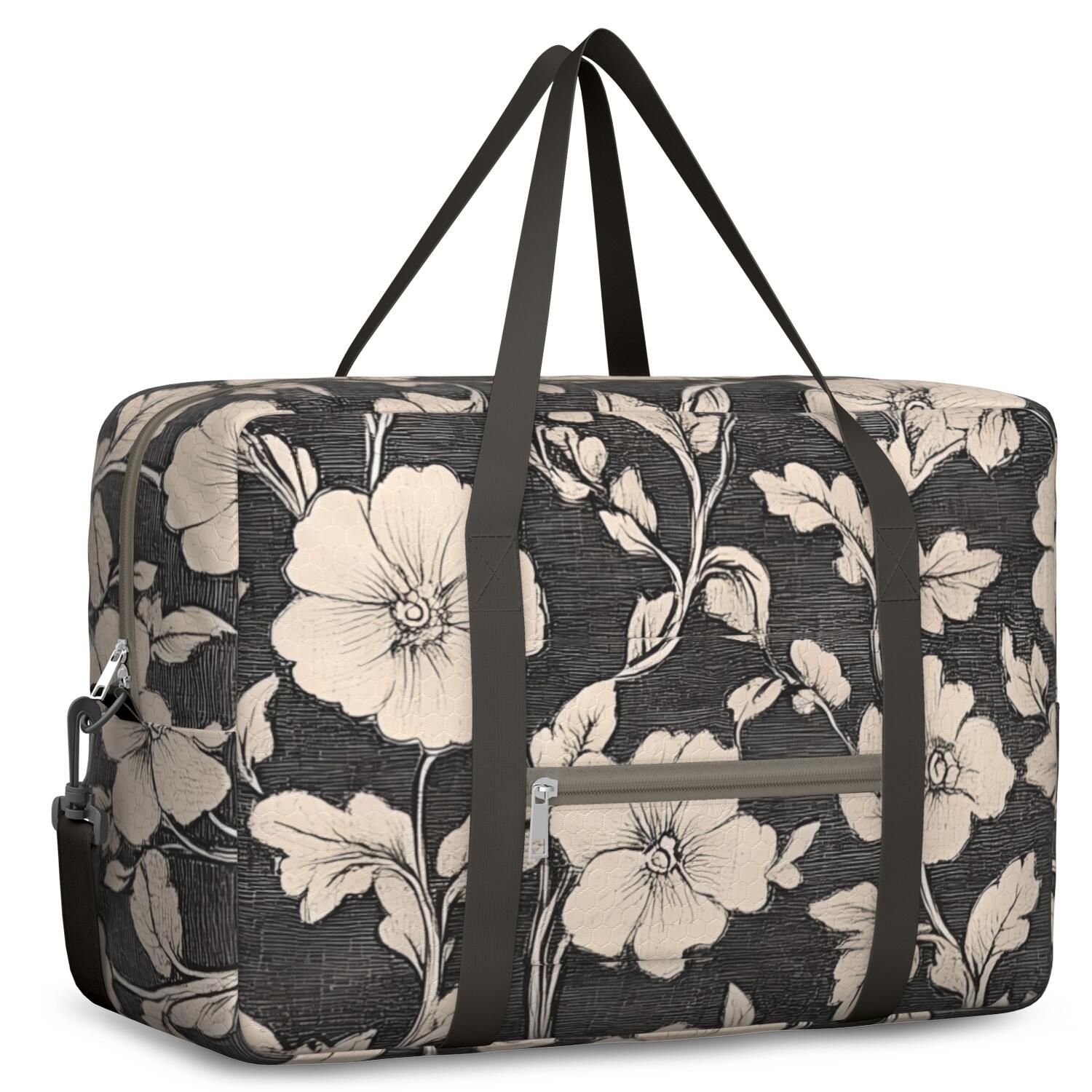 For Spirit Airlines Personal Item Bag 18x14x8 Inch, Floral Weekender Travel Bag, Foldable Travel Duffel Bag Underseat Carry on Bag with Luggage Sleeve for Women and Men 30L