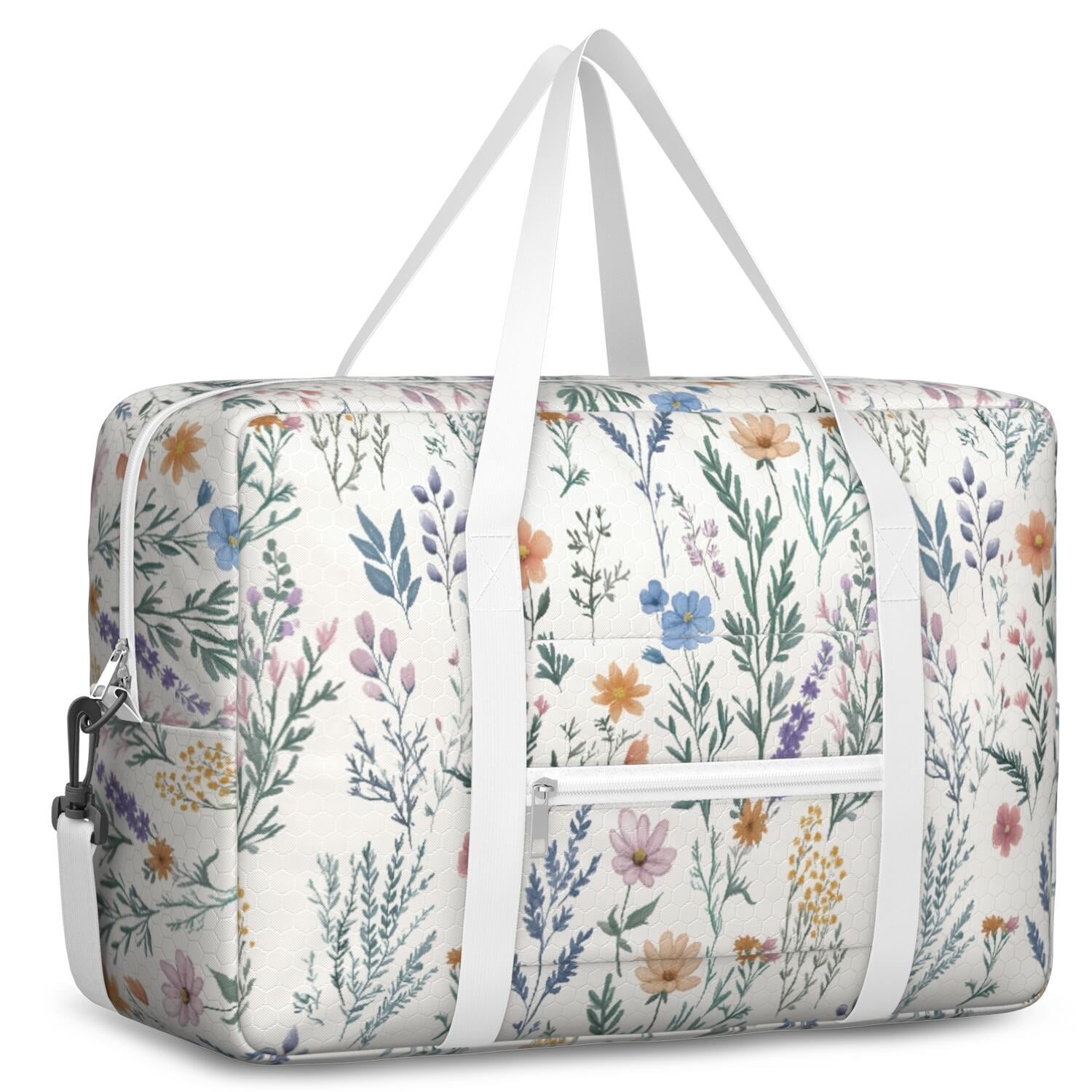 For Spirit Airlines Personal Item Bag 18x14x8 Inch, Floral Weekender Travel Bag, Foldable Travel Duffel Bag Underseat Carry on Bag with Luggage Sleeve for Women and Men 30L