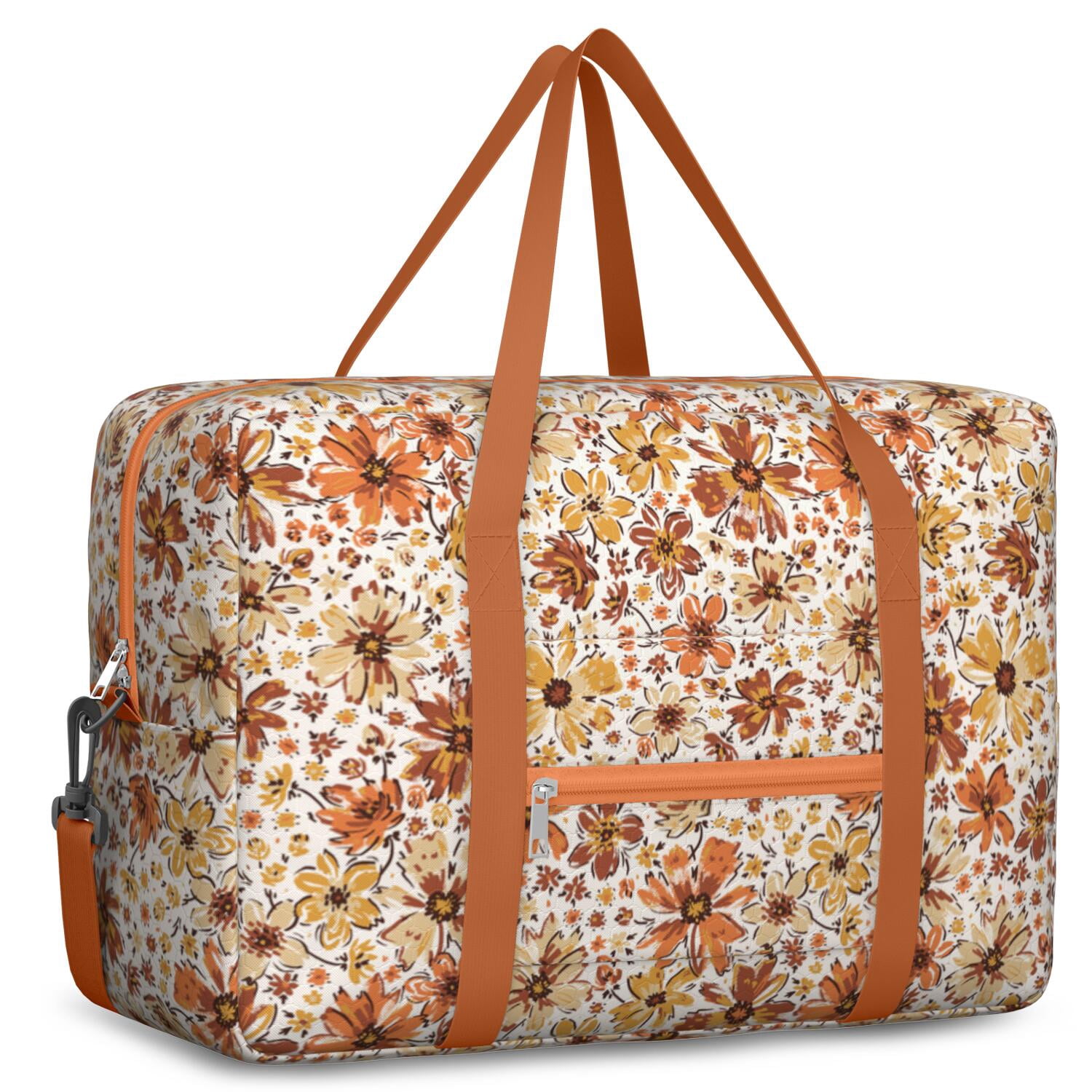 For Spirit Airlines Personal Item Bag 18x14x8 Inch, Floral Weekender Travel Bag, Foldable Travel Duffel Bag Underseat Carry on Bag with Luggage Sleeve for Women and Men 30L