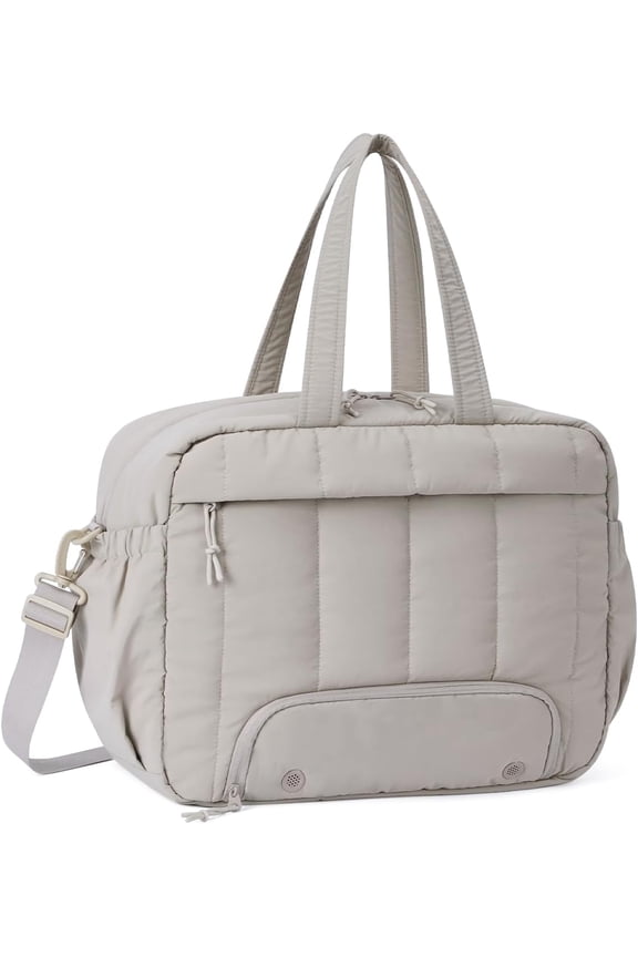 For Spirit Airlines Personal Item Bag 18x14x8 Puffer Travel Duffel Bag with Shoe Compartment Underseat Carry on Luggage Fit 15.6-Inch Laptop Gym Bag for Women Men (Camel)