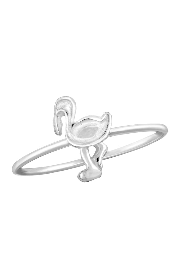 Spirit Animal Graceful Flamingo Charm Sterling Silver Band Ring-8
