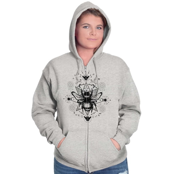 Spirit Animal Honeybee Symbolic Zip Hoodie Sweatshirt Women Brisco Brands L