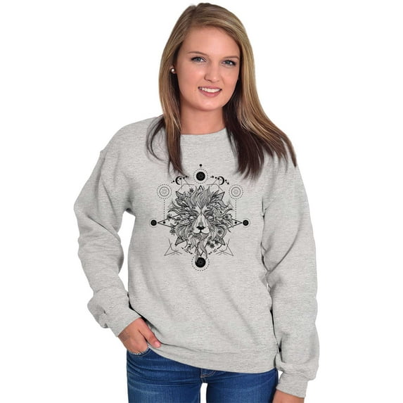 Spirit Animal Lion Pretty Symbolic Women Crewneck Sweatshirt Brisco Brands S