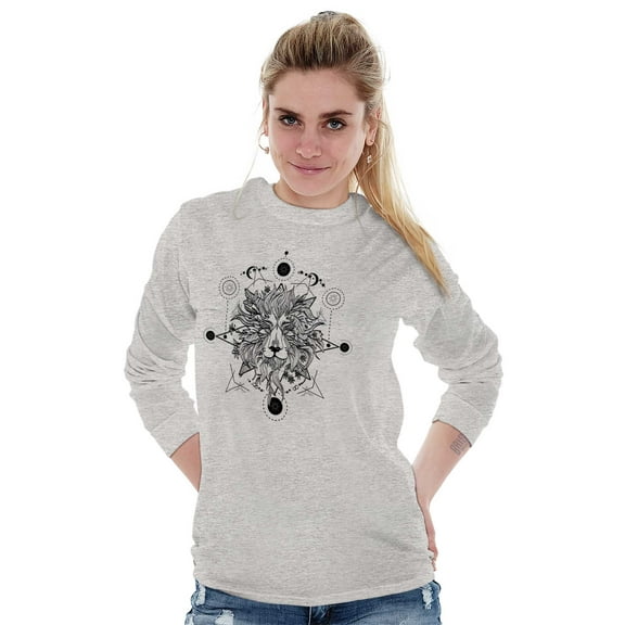 Spirit Animal Lion Pretty Symbolic Women Plus Size Long Sleeve Graphic Tee Brisco Brands 3X
