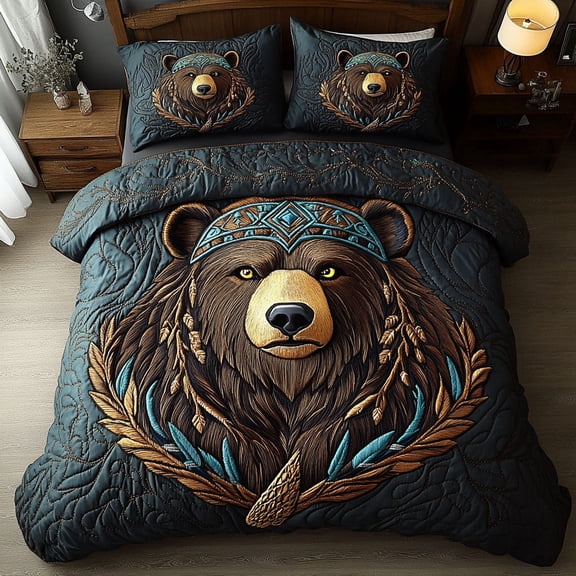 Spirit Bear 3-Piece Quilted Bedding Set