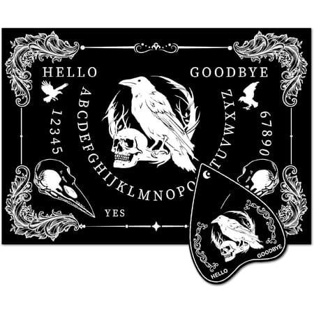 Spirit Board Game Talking Board Supply Metaphysical Message Telling Tool Dowsing Divination Set with Luncheonette for Spiritual Games Party 11.8x8.3 Inch Black