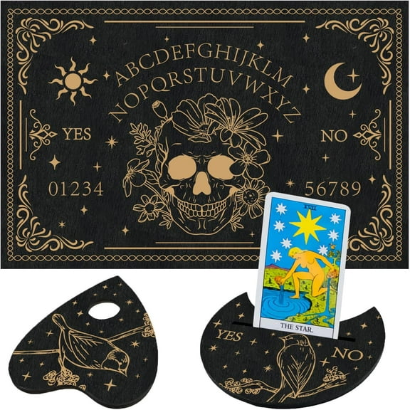 Spirit Board Tarot Card Holders Pendulum Board Tarot Card Display Stands for Divination Tools Personalized Gift Decor 12" x 8" Flower& Bird Mixed Color