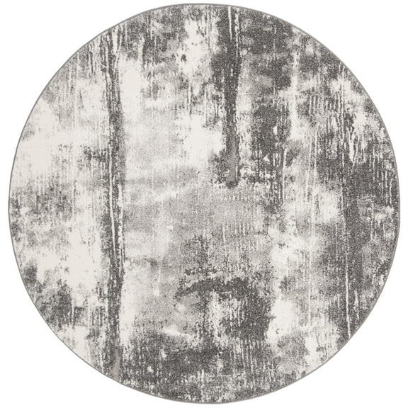 SAFAVIEH Spirit Pauletta Abstract Area Rug, Dark Grey/Ivory, 6'7" x 6'7" Round