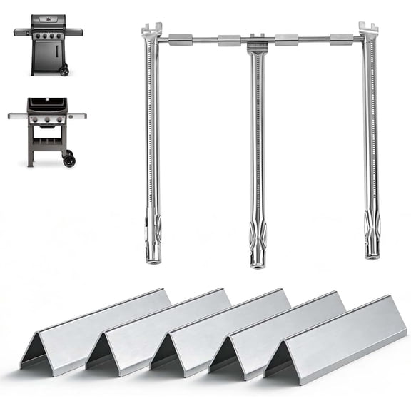 Spirit E-310 Parts 7636 Flavorizer Bars & 69787 Burner Tubes for Weber Spirit & Spirit II 300 Series E310 E320 E330 S310 S320 S330 with Front Control, 15.3" Heat Plates & 18" Grill Burners