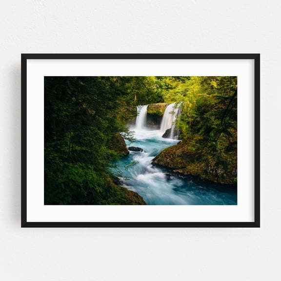 Spirit Falls, Little White Salmon River - Washington Photography Black Framed Wall Art Print 20 x 30 inches