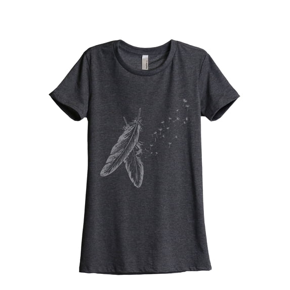 Spirit Feathers Women's Fashion Relaxed T-Shirt Tee Charcoal Grey X-Large