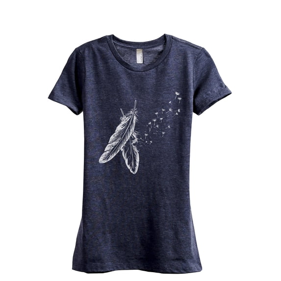 Spirit Feathers Women's Fashion Relaxed T-Shirt Tee Heather Navy Small