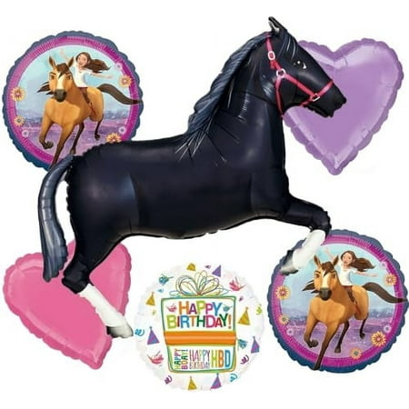 Spirit Horses Riding Free Birthday Party Supplies Black Horse Balloon Bouquet Decorations