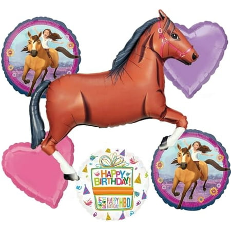 Spirit Horses Riding Free Birthday Party Supplies Brown Horse Balloon Bouquet Decorations