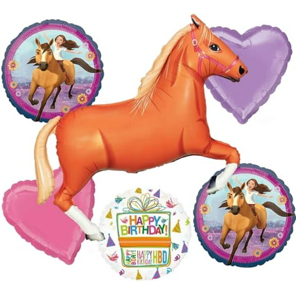 Spirit Horses Riding Free Birthday Party Supplies Tan Horse Balloon Bouquet Decorations
