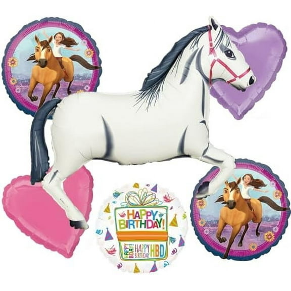 Spirit Horses Riding Free Birthday Party Supplies White Horse Balloon Bouquet Decorations