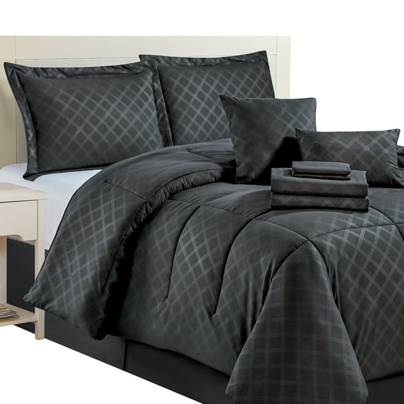 Spirit Linen Home Est. 1988 10PC Bed in a Bag Comforter Set - King, Black