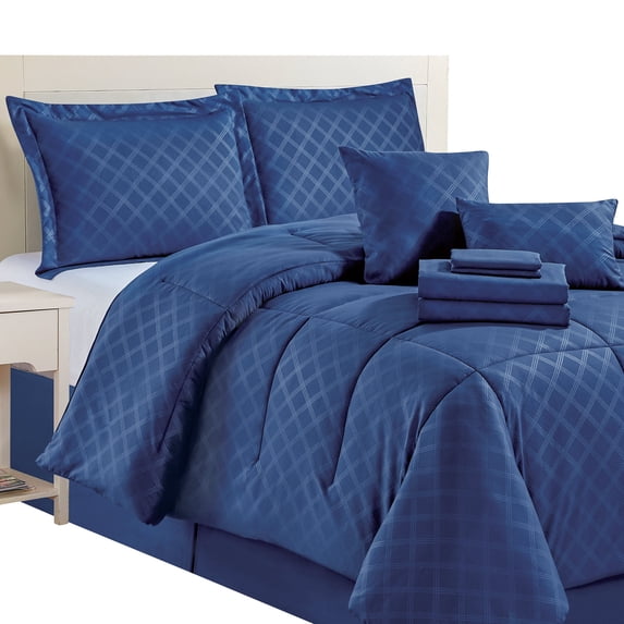 Spirit Linen Home - Queen Bed in a Bag Navy Comforter Set