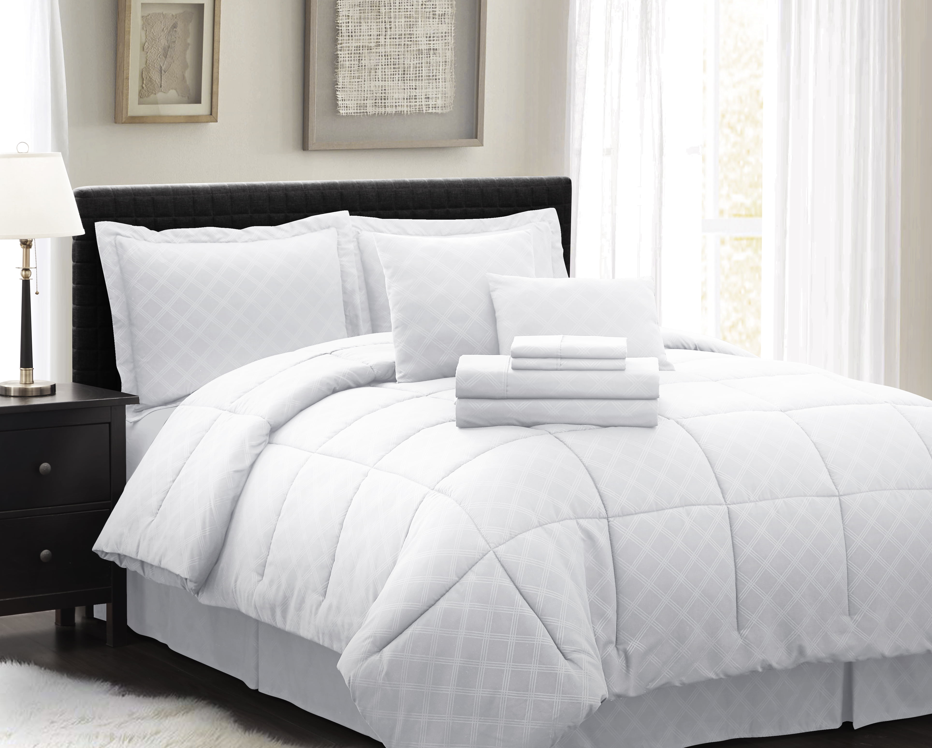 Spirit Linen Home Est. 1988 10PC Bed in a Bag Comforter Set - Queen, White