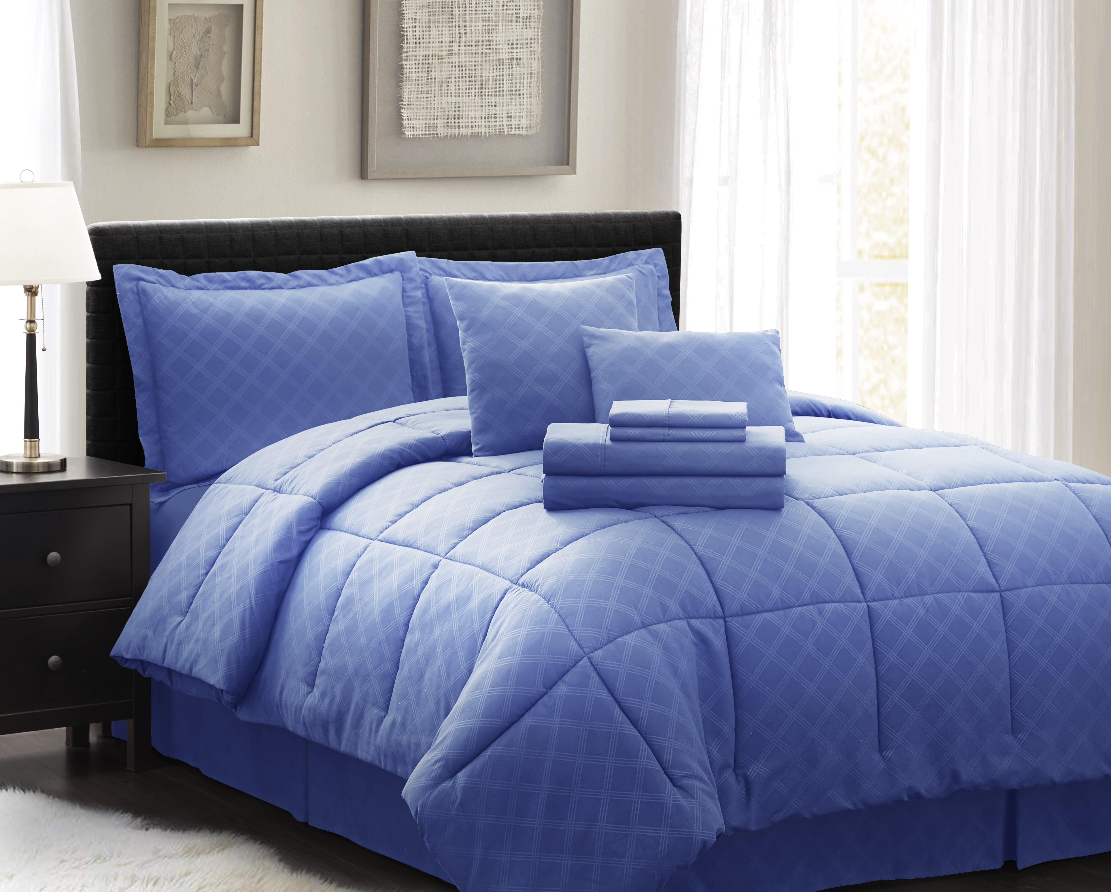 Navy Twin Microfiber Kids Bed in a Bag Set
