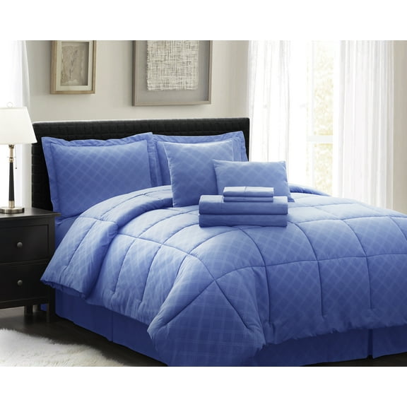 Spirit Linen Home - Twin Bed in a Bag Navy Comforter Set