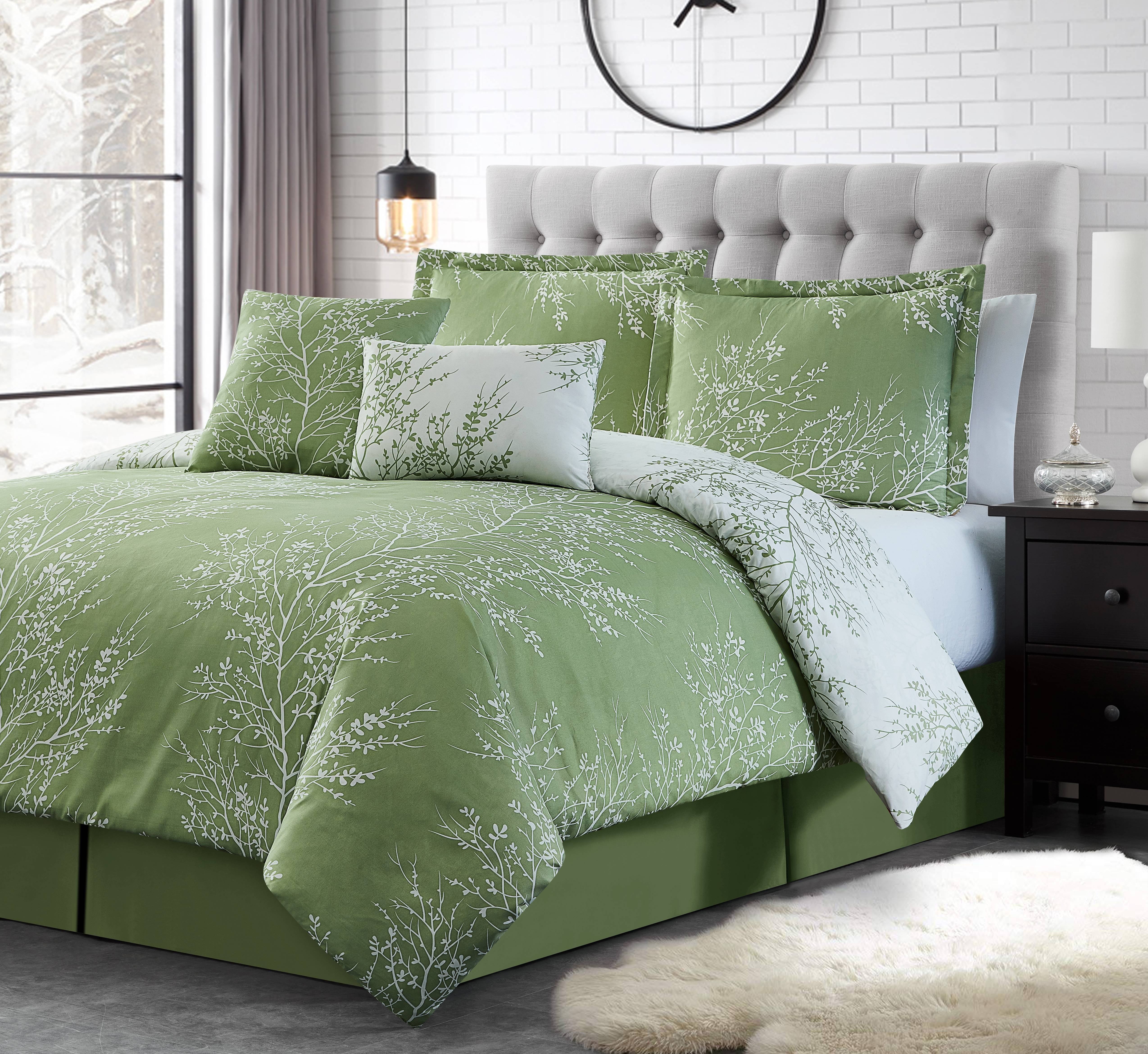 Sage and Ivory King Microfiber Reversible Bed in a Bag Set
