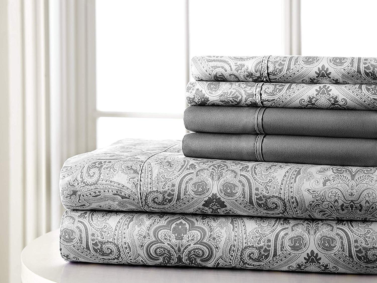 Paisley Black Full Microfiber Sheet Set