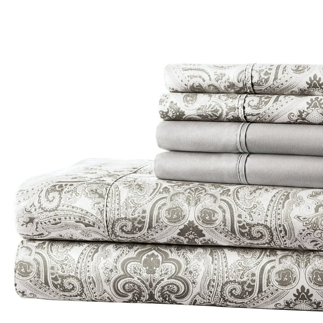 SL SPIRIT LINEN HOME EST. 1988 Paisley 6pc Sheet Set Microfiber 90GSM