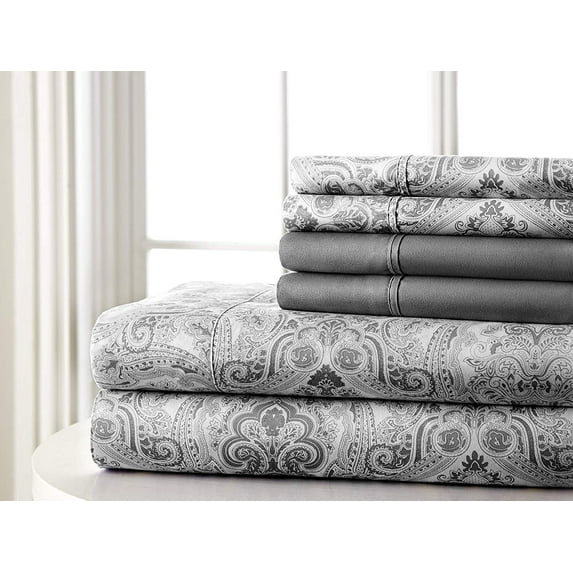 Spirit Linen Home Est. 1988 Paisley Microfiber Sheet Set - Queen, Black