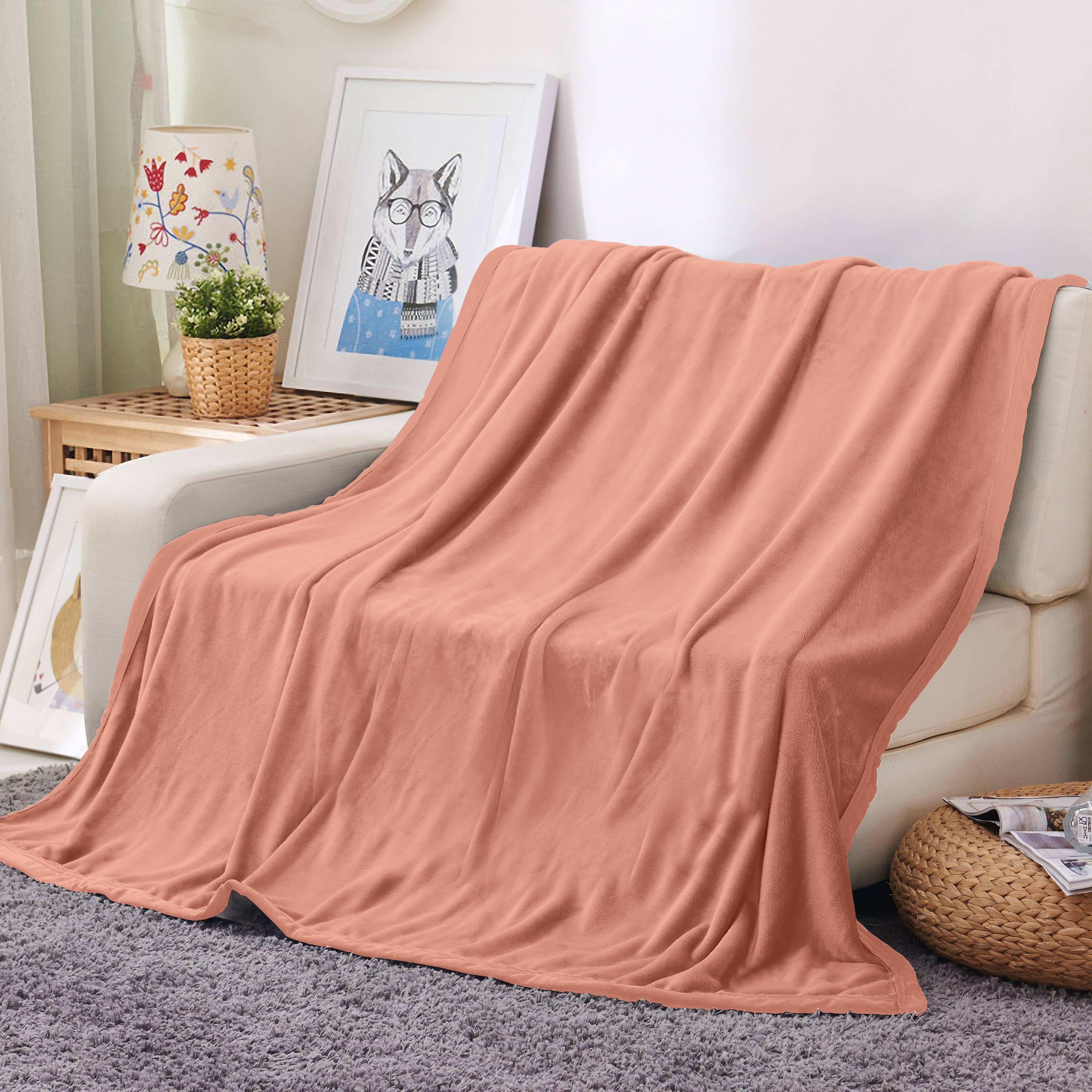 Spirit Linen Home Est. 1988 Solid Velvet Plush Throw Blanket All Age 50" x 70", Coral