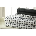 thumbnail image 1 of Spirit Linen Home - Queen Microfiber Traditional Black Gray Squares Sheet Set, 1 of 2