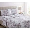 thumbnail image 1 of Spirit Linen Home - Queen Microfiber Foliage White/Lilac Sheet Set, 1 of 2
