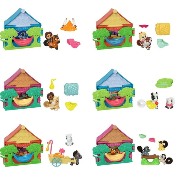 Spirit Mini Horse & Friend or 3 Animals Each with 3 to 4 Accessories, Camping Theme, Glow-in-the-Dark Feature, Surprise Blind Box, 3 & Up