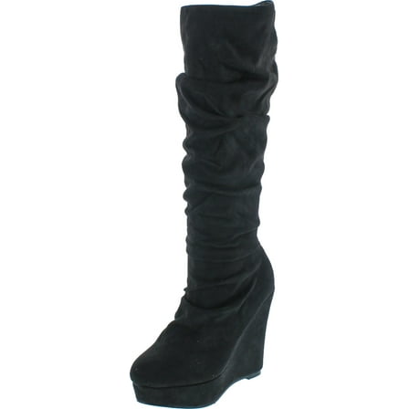 Spirit Moda Emma-1 Women's Slouchy Platform Wedge Heel Knee High Boots