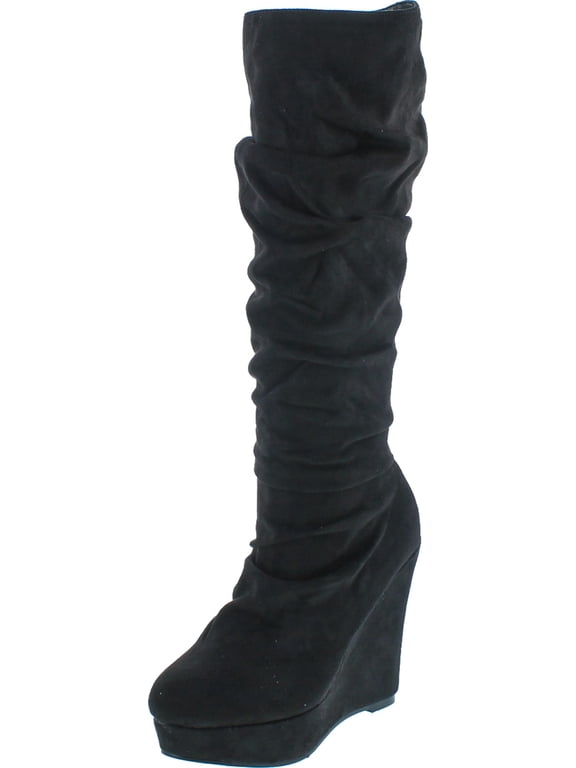 Emma-1 Women's Slouchy Platform Wedge Heel Knee High Boots